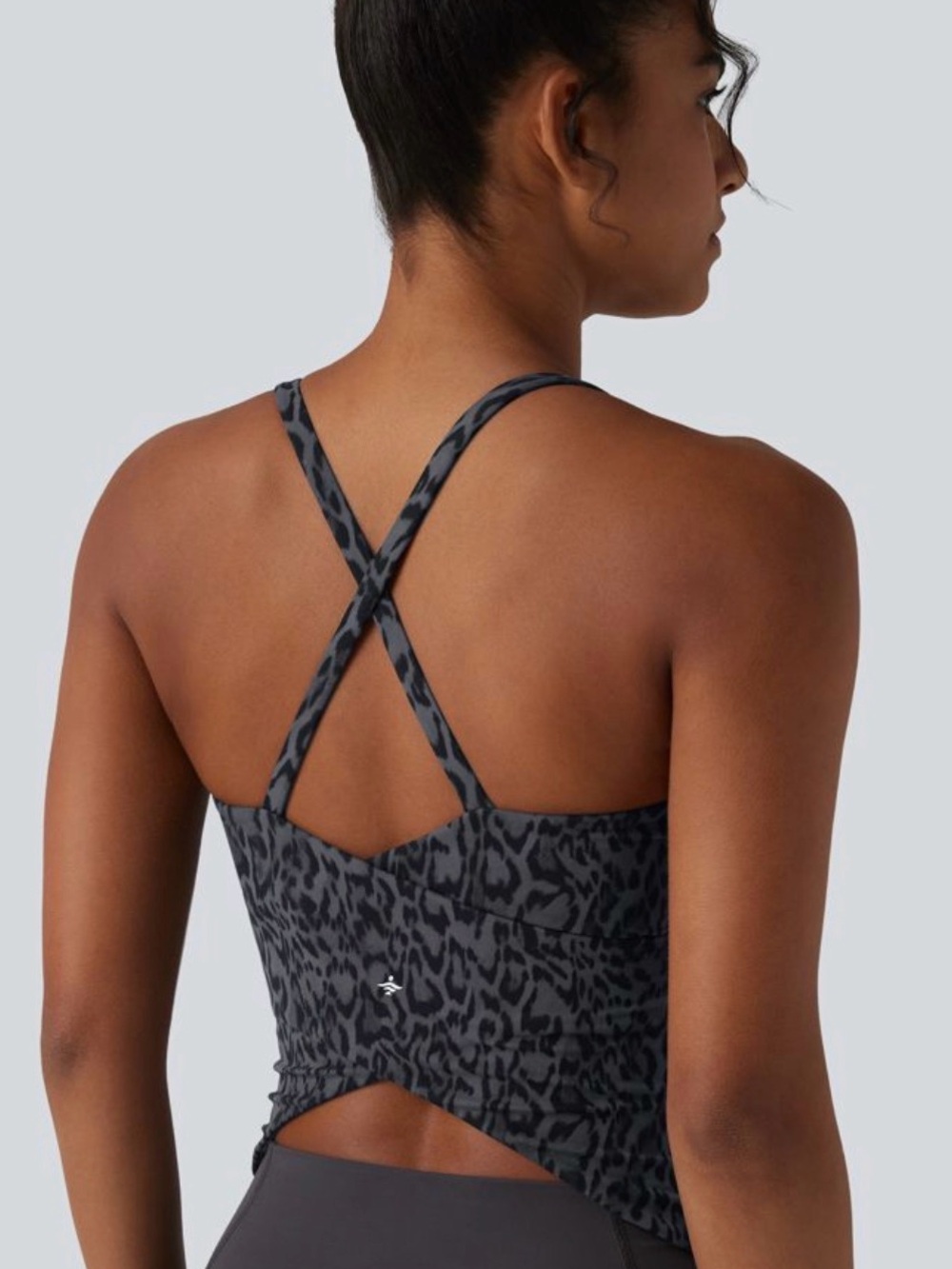 HALARA Dark Gray Leopard Crisscross Back Tank